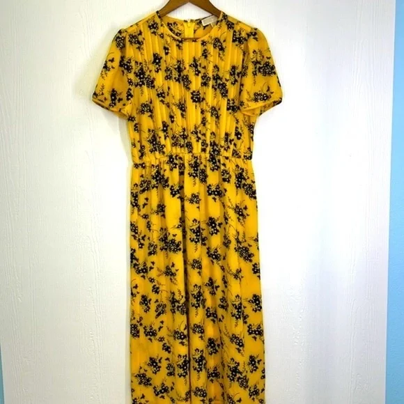 Michael Kors - Botanical Colorful Print Crepe Midi Zip Closure Dress Size Medium - Picture 8 of 12